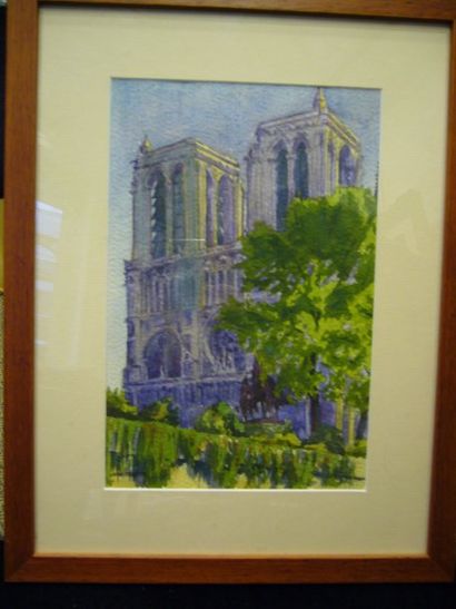 CHAPIN Jean, 1896- ? Cathédrale d'Amiens, aquarelle, cachet en bas à gauche, 27 x...