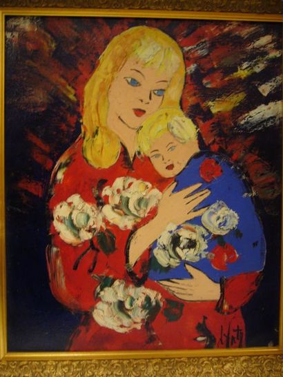D'ANTY Henry Maurice, 1910-1998 Maternité, huile sur toile, signée en bas à droite,...