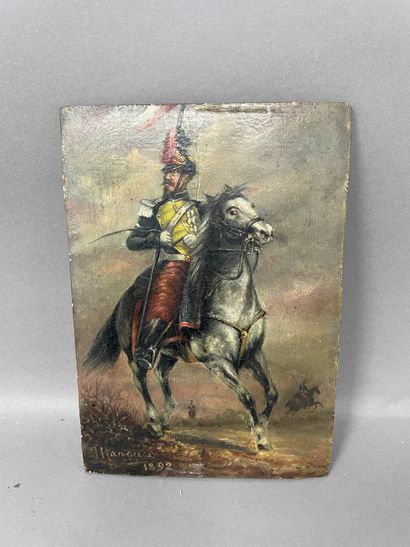 null HANAUER T. (XIX-XX)
Lancier du régiment I à IV, huile sur panneau,
signé en...
