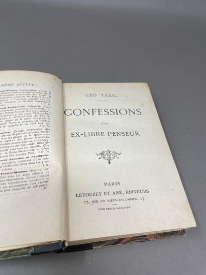null Léo Taxil, trois ouvrages reliés:
- "Confessions d'un ex-Libre-Penseur", à Paris...