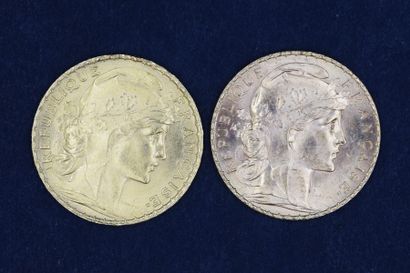 null Lot de deux pièces en or de 20 francs au Coq (1912 ; 1914)
TTB
Poids : 12.95...