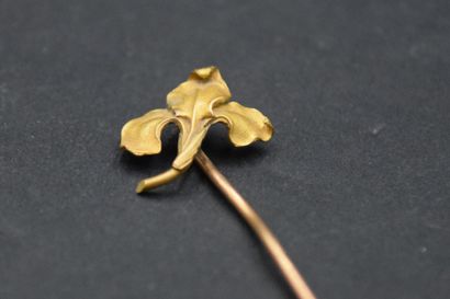 null Epingle en or jaune 18K (750) surmontée d'une fleur.
Poids brut : 0.88 g.
(soudure...