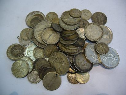 null pièces de monnaie françaises en argent: 50cts, 1f, 2f, 5f, 20f 465g