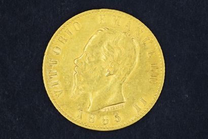 null Une pièce en or de 20 lires Victor-Emmanuel II - 1865 -

Poids : 6,45 g.