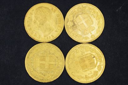 null Quatre pièces en or de 20 lires Humbert Ier - 1882 R -

Poids : 25,80 g.