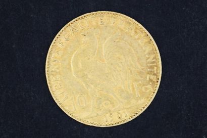 null Une pièce en or de 10 francs Coq, 1901.

Poids : 3,22 g.