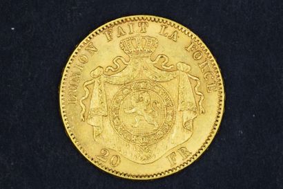 null Une pièce en or de 20 francs belges Léopold II tête nue - 1878 -

Poids : 6,45...