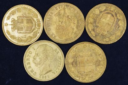 null Cinq pièces en or de 20 lires Humbert Ier - 1882 R -

Poids : 32,25 g.