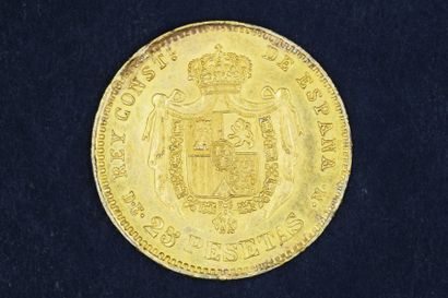 null Une pièce en or de 25 pesetas Alphonse XII - 1877 -

Poids : 8,06 g.