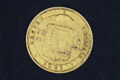 null Une pièce en or de 8 florins / 20 francs François-Joseph Ier, 1885 KB. 
L'un...