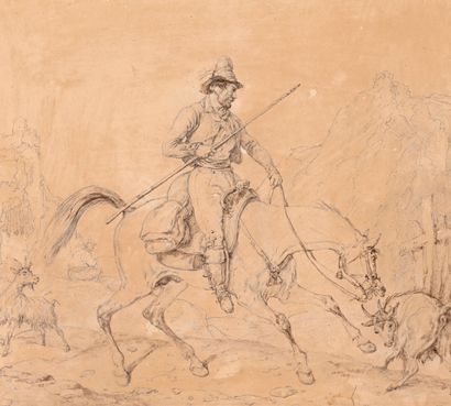 null VERNET Carl
Bordeaux 1758 - Paris 1836 

Espagnol sur un cheval effrayé par...