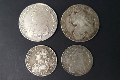 null LOUIS XVI
Lot de 7 monnaies d'argent 
Ecus 1776 Let 1783 L
Demi-écus 1791 A...