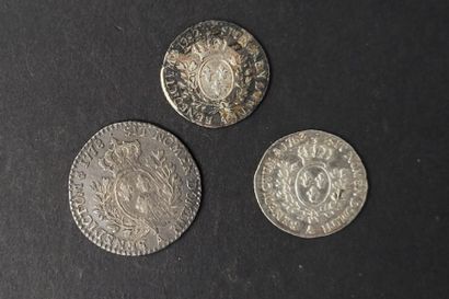 null LOUIS XVI
Lot de 7 monnaies d'argent 
Ecus 1776 Let 1783 L
Demi-écus 1791 A...