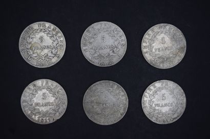 null NAPOLEON I
Lot de 12 pièces de 5 Francs Napoléon I lauré
Argent. 
1808 A; 1809...