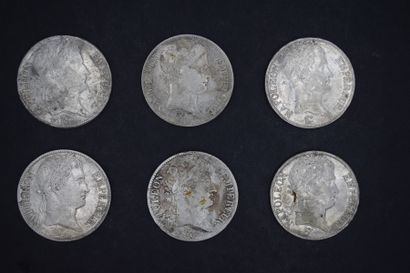 null NAPOLEON I
Lot de 12 pièces de 5 Francs Napoléon I lauré
Argent. 
1808 A; 1809...
