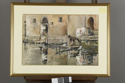 null VILLON Eugène, 1879-1951
Les lavandières sur le vieux canal, Annecy, Haute-Savoie
aquarelle...