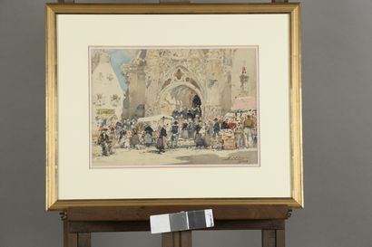 null VILLON Eugène, 1879-1951
Sortie de messe, Bretagne, 1918
aquarelle, signée et...