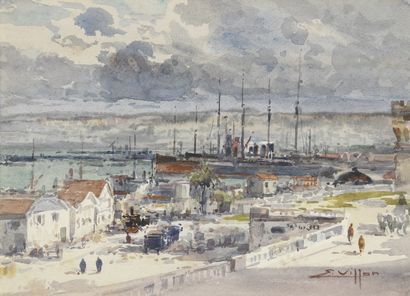 null VILLON Eugène, 1879-1951
Port d’Alger
aquarelle (une trace de moisissure), signée...
