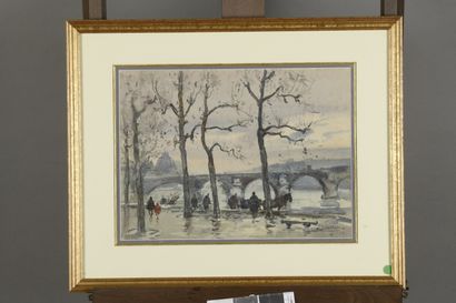 null VILLON Eugène, 1879-1951
Le pont de la Guillotière sur le Rhône, Lyon 1928
aquarelle,...