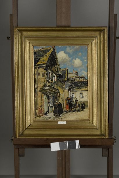 null VILLON Eugène, 1879-1951
Rue du Faouët, Bretagne, 1930
huile sur panneau, signé...