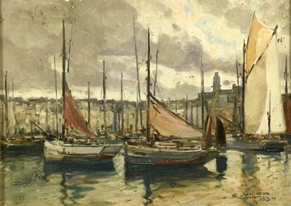 null VILLON Eugène, 1879-1951
Port en Bretagne, 1934
huile sur panneau, signé et...