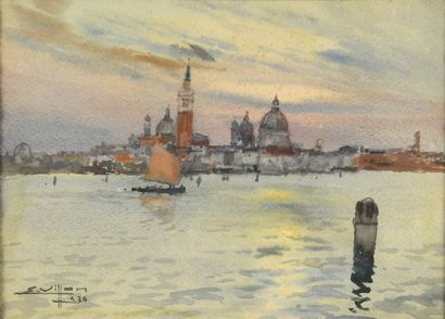 null VILLON Eugène, 1879-1951
Venise la lagune, 1936
aquarelle, signée et datée en...