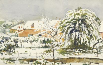 null VILLON Eugène, 1879-1951
Neige à Caluire, Le Vernay
gouache (traces de moisissures),...