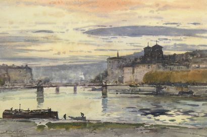 null VILLON Eugène, 1879-1951
La Saône à Saint Jean, Lyon 1942
aquarelle, signée...