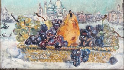 null HAMBOURG André, 1909-1999
Corbeille de fruits à Venise
huile sur toile, signée...