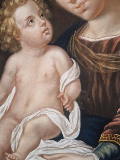 null CHARAMAND Céline (XIX-XX)
Vierge à l'enfant, 1886
Pastel sur toile, signé et...