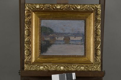 null MACCHIATI Serafino, 1860-1916,
Le pont des Arts, Paris,
huile sur panneau, signé...