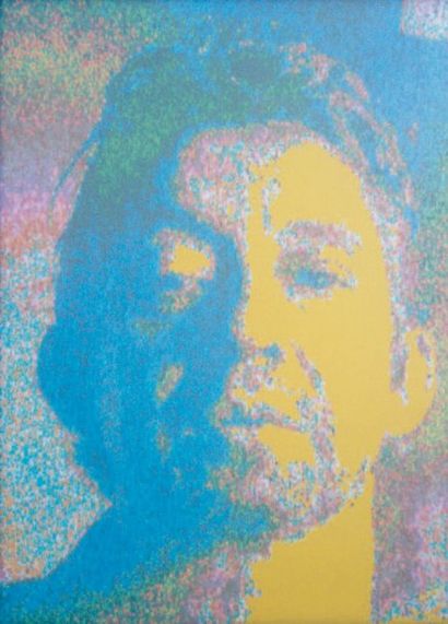 SCALPEL Léo (Né en 1949) S.Gainsbourg Encre sur toile. Signée au dos. 64 x 82 cm...