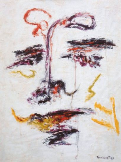 TOUSSAINT Michel (Né en 1950) Chien jaune, 1989 Huile sur toile. Signée en bas à...