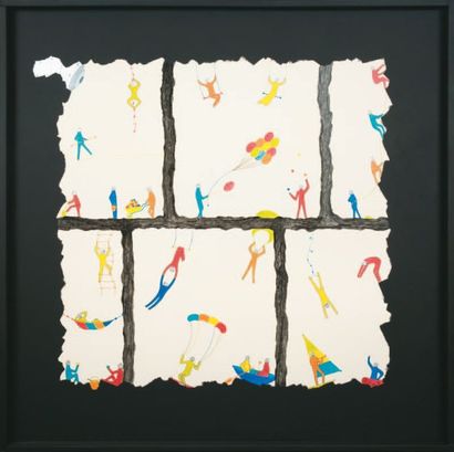 DUSAUSSOY Pénélope (Née en 1980) Cellules de vie Peinture et collage sur toile. Signée...
