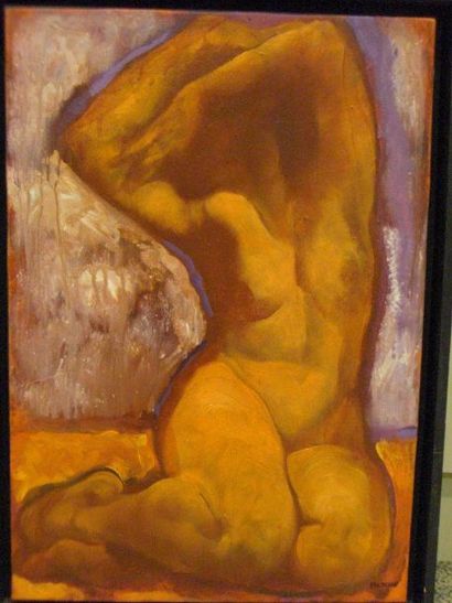 FILOCHE (XXe siècle) Baigneuse océane dite " la gracieuse ", 2001 Peinture sur toile...
