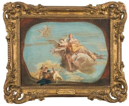 Attribué à Costantino CEDINI (1741 - 1811) Scène mythologique Toile, projet de plafond....