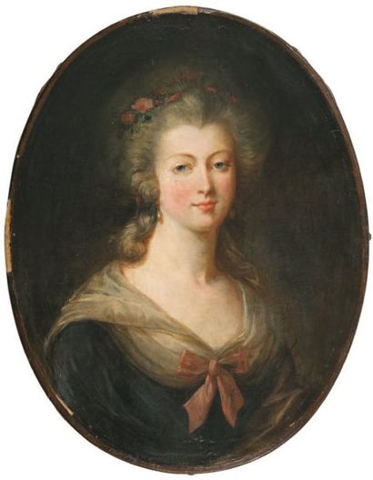 ECOLE FRANCAISE vers 1790, suiveur d'Elisabeth Louise VIGEE LEBRUN Portrait de jeune...