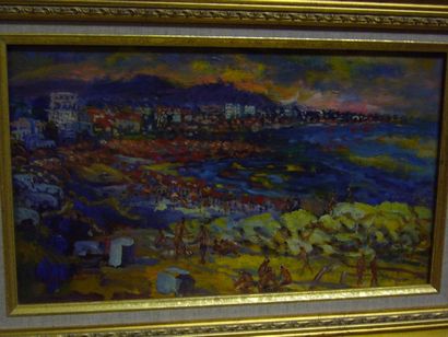 SOURDILLON Berthe (1895-1976) La côte d'Azur, huile sur panneau signé en bas à gauche,...