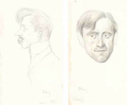MANZI Michel (1849-1915) Abel Faivre - Sem, deux dessins au crayon noir (quelques...