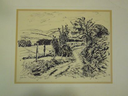 SARDIN Albert (1874-1947) Le chemin, encre sur papier, signé en bas à gauche, 24,5...