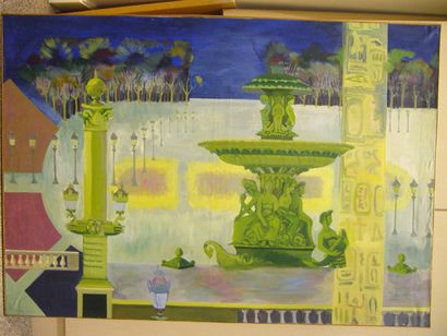 VIET Michel (Né en 1931) Place de la Concorde, huile sur toile, signée en bas à gauche,...