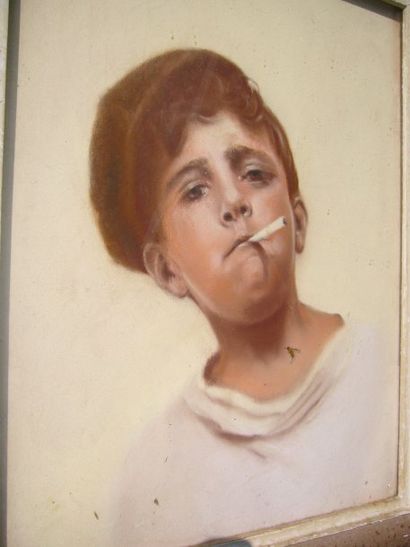Ecole Moderne Portrait d'enfant, pastel, non signé, 37 x 29 cm.