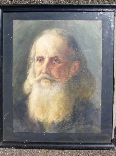 BIENZ Berthe (XXème siècle) Portrait d'homme, aquarelle, signée en bas à droite,...