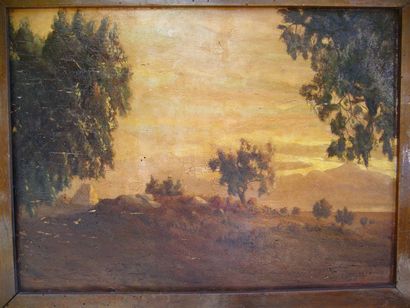 LECONTE C. (XXème siècle) Paysage, huile sur panneau, signé et daté 1938 en bas à...