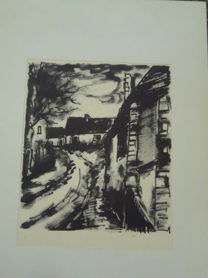 VLAMINCK Maurice de (1876-1958) d'après Rue tournante, tirage en noir, signature...