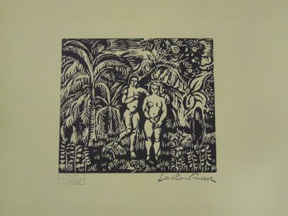 FRIESZ Emile othon (1879-1949) d'après Adam et Eve, gravure, cachet en bas à droite,...