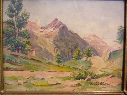 CHOLLET L. (XXème siècle) Route de Chamonix, aquarelle, signée en bas à droite, titrée...