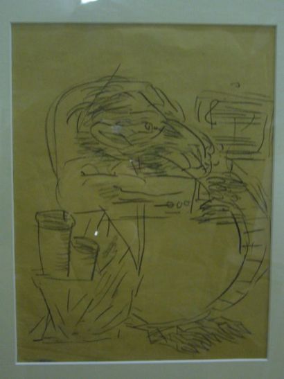 MOUALLA Fikret, att Composition 103, dessin, 26 x 20 cm.