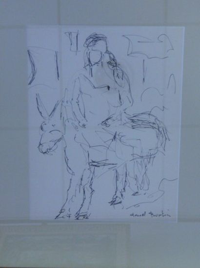BURTIN Marcel (1902-1979) L'âne, dessin au feutre, signé en bas à droite, 32 x 24...