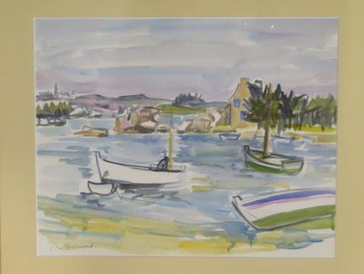 BERMOND Marguerite (1911-1991) Bord de mer - Région de Cancale, aquarelle, signée...